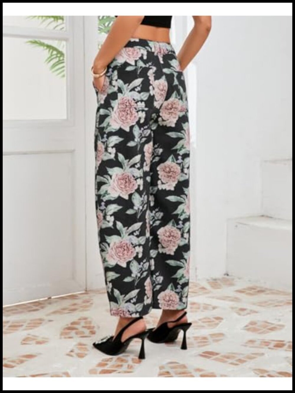 Floral Embroidered Barrel Jeans Wide Leg Mid Rise Boyfriend Baggy Denim Ankle - Picture 5 of 6